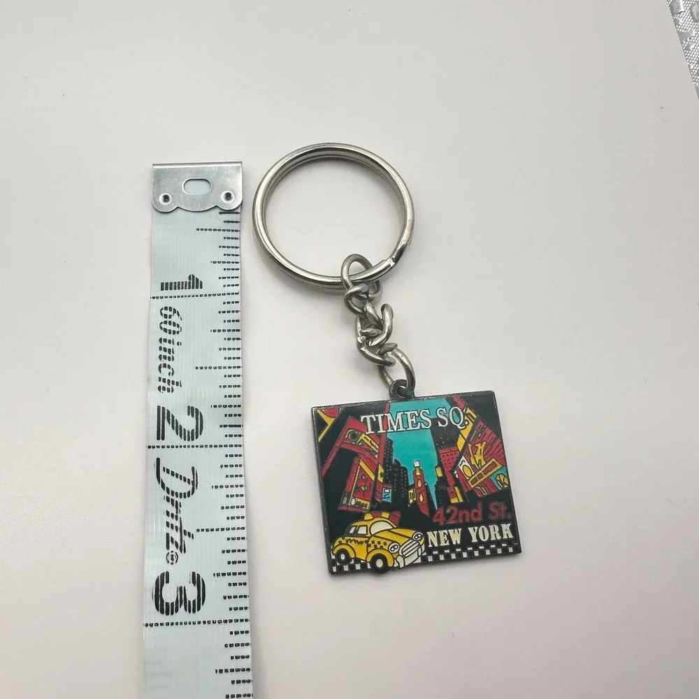 Vintage 80s Times So New York City Keychain 42nd St Yellow Taxi Souvenir Jewelry